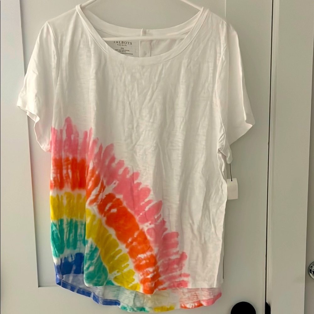 Talbot’s Plus Petite Women's Rainbow Tie-Dye Top 2XP